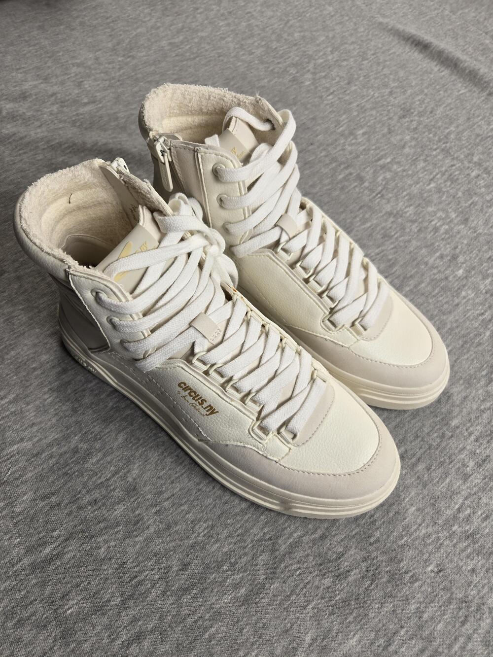 Circus NY Irving Shoes Mens Size 7.5 White High Top Lace Up Leather Casual Zip